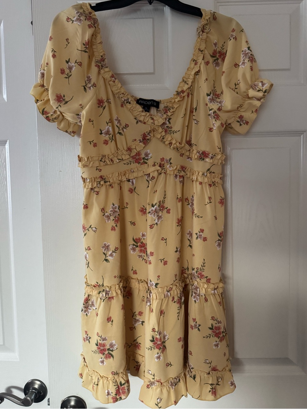 Beautiful Arden B Yellow Floral Ruffle Mini Dress